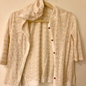 Beige & white striped cardigan